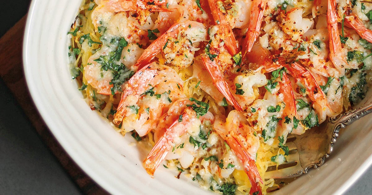 Keto Spaghetti Squash & Shrimp Bake