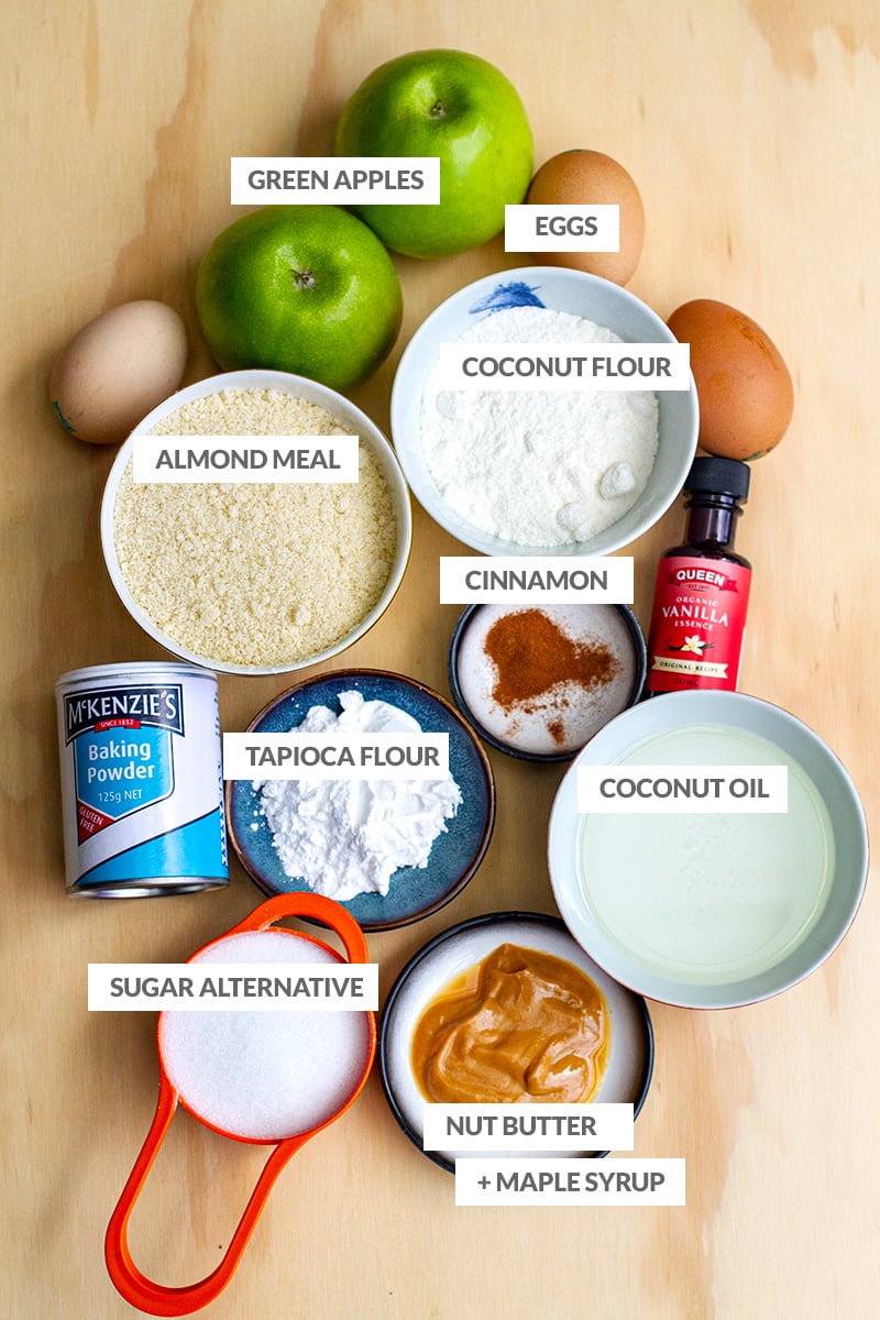Ingredients to make gluten-free, low-carb apple slice