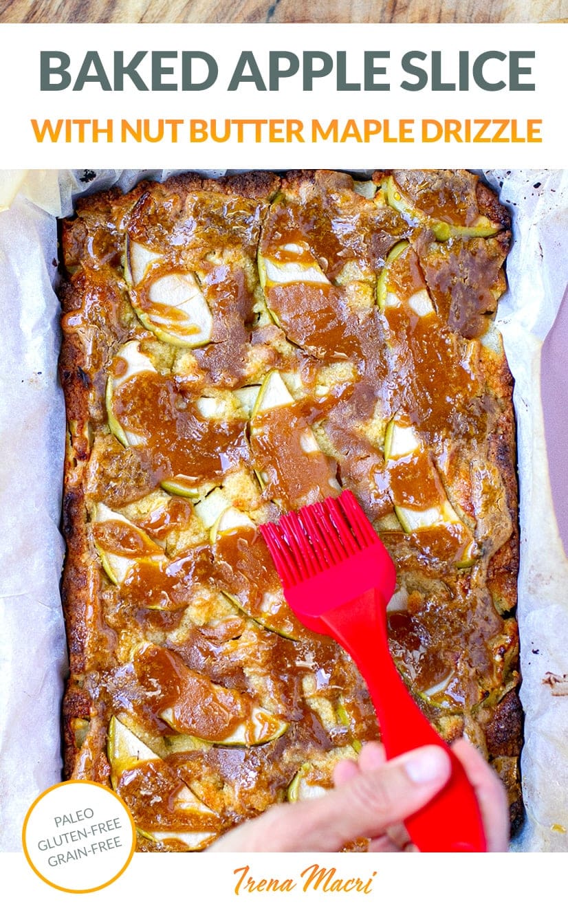 Apple Slice With Nut Butter Maple Drizzle (GlutenFree, LowCarb)