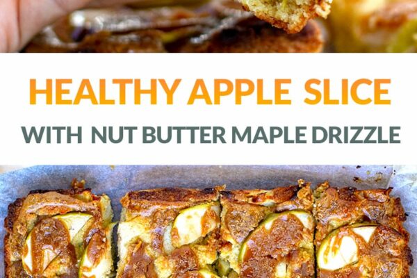 Healthy Apple Slice With Maple Peanut Drizzle