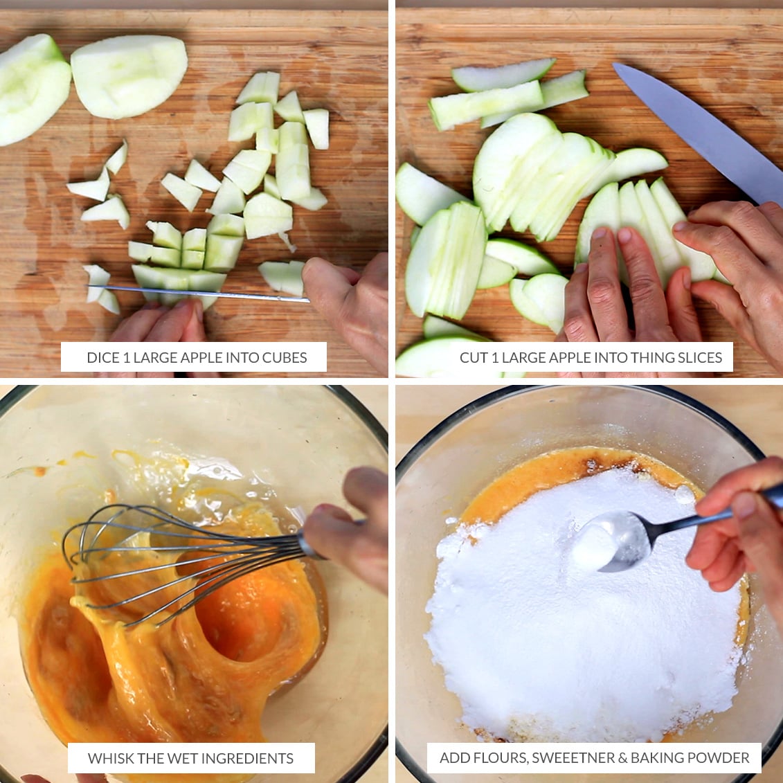 How to prepare apples and batter for the baked apple slice