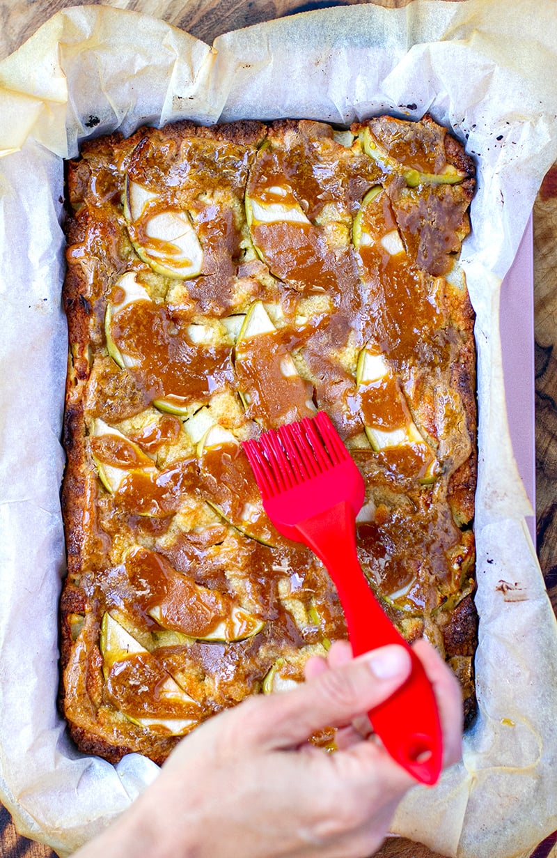 Baked Apple Pie Slice With Peanut Butter Maple Drizzle