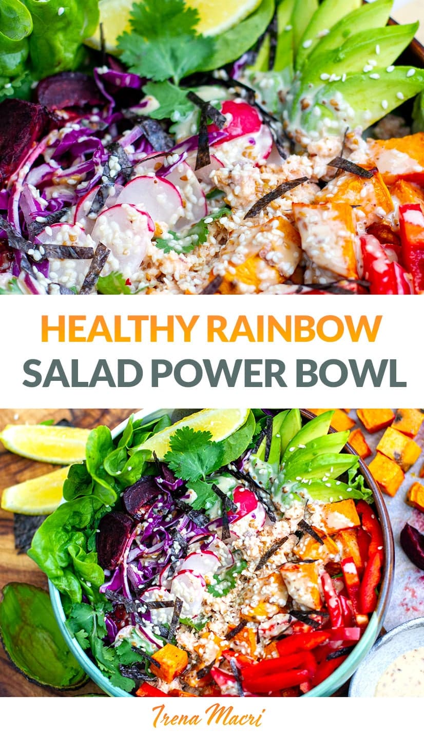 Rainbow Salad Power Bowl With Salmon & Sesame Dressing