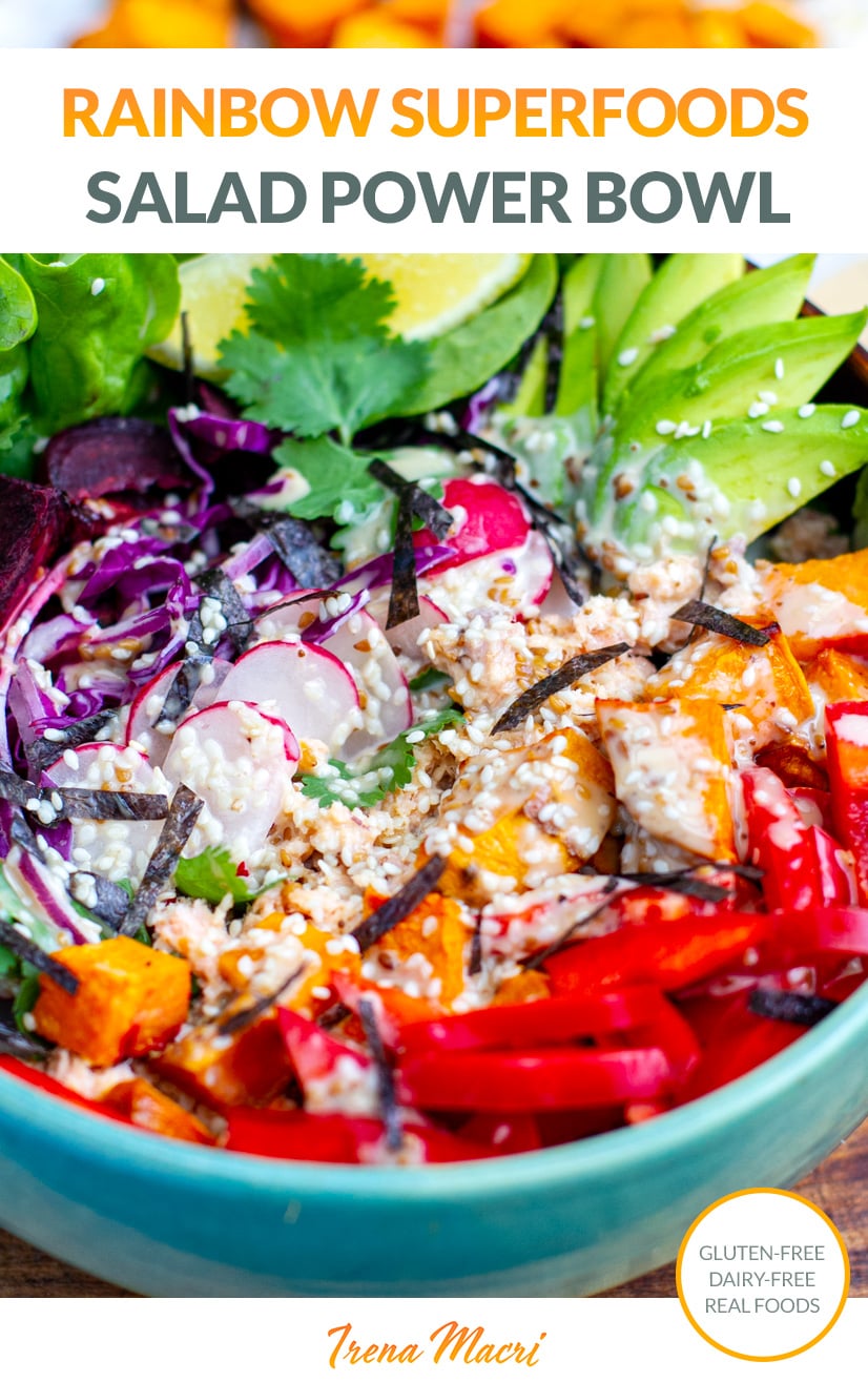 Healthy Vegetable Power Bowl With Salmon & Sesame Dressing