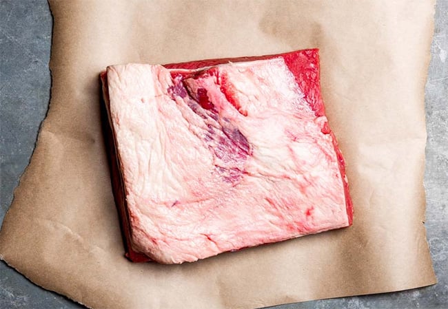 Flat cut brisket with fat cap on