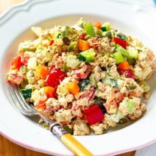 Canned salmon salad with mayo dressing