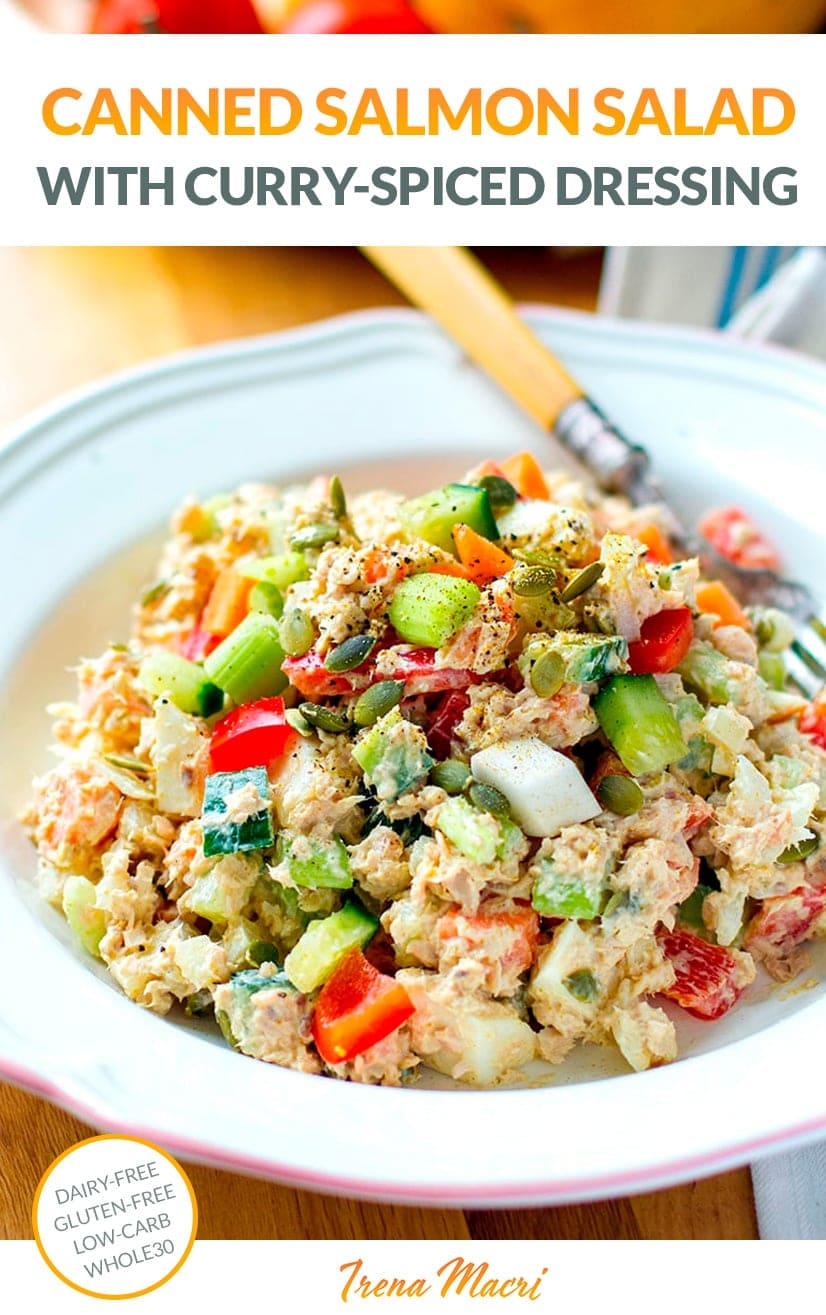 Healthy Canned Salmon Salad With Curry Mayonnaise Dressing