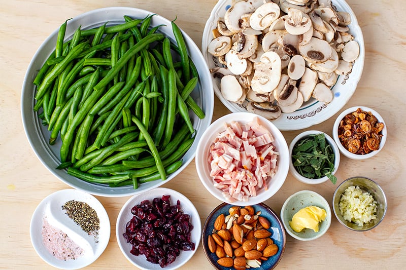 Ingredients for Christmas or Thanksgiving green beans