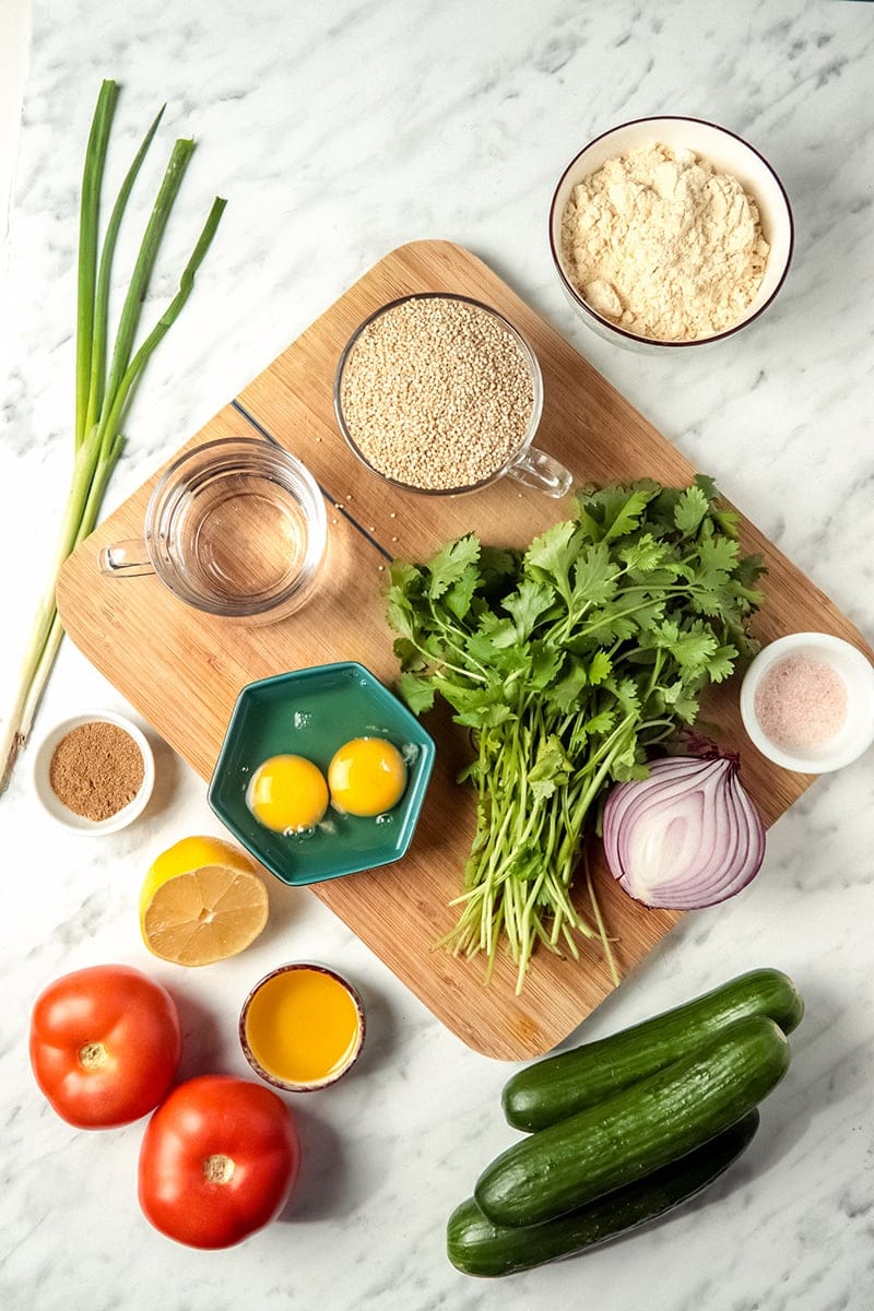 Ingredients for healthy gluten-free falafels and salad