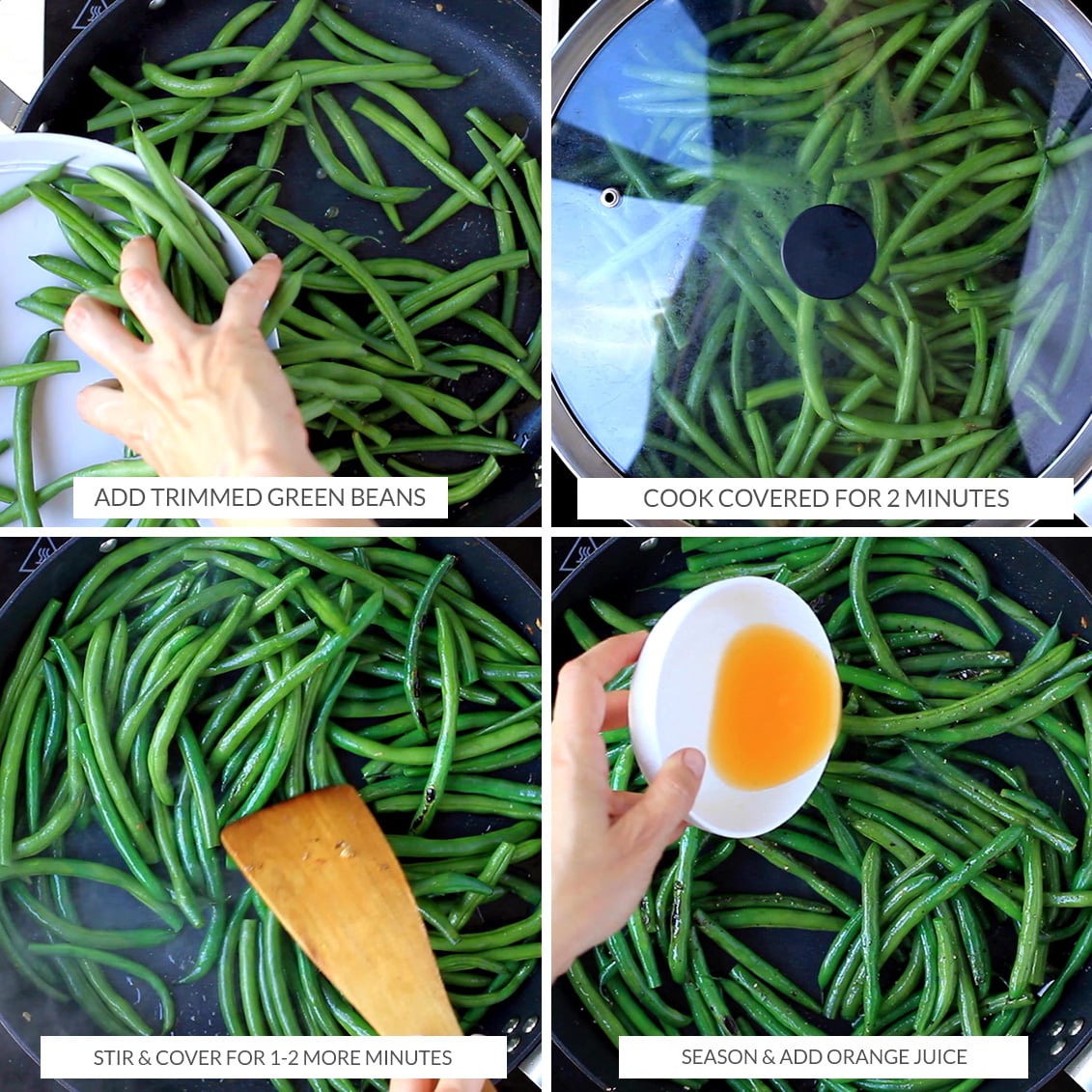 How to steam green beans in a frying pan