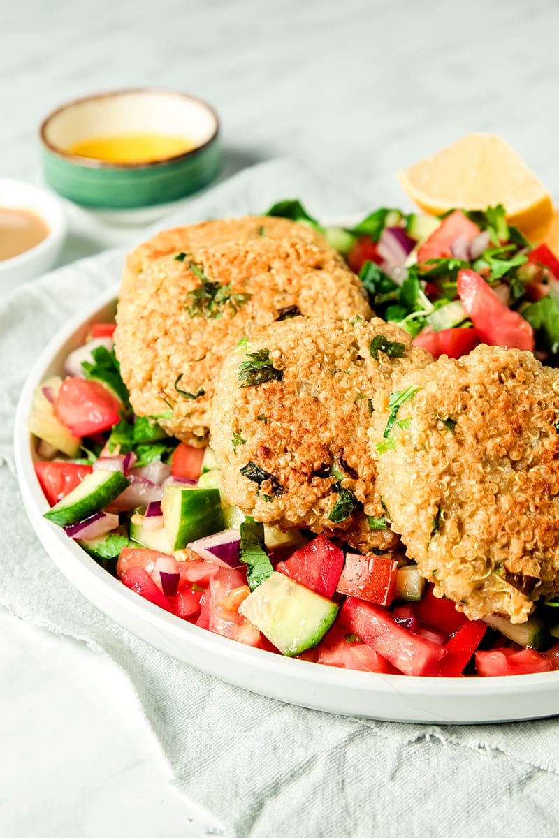 Israeli Salad With Quinoa Falafels