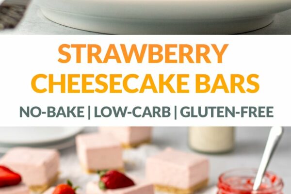 Strawberry Cheesecake Bars (No-Bake, Keto, Gluten-Free)