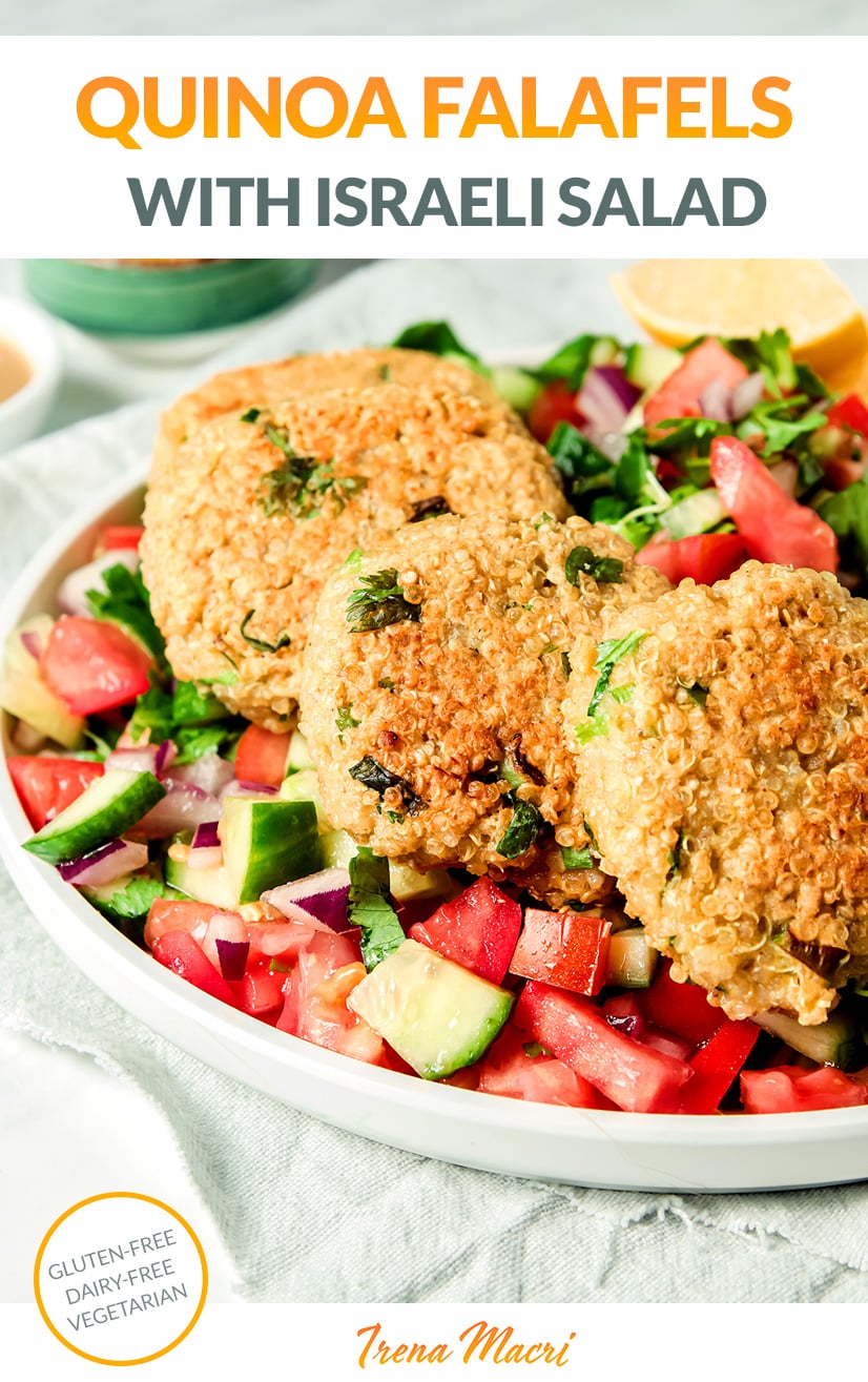 Baked Quinoa Falafels With Israeli Salad (Gluten-Free, Dairy-Free)