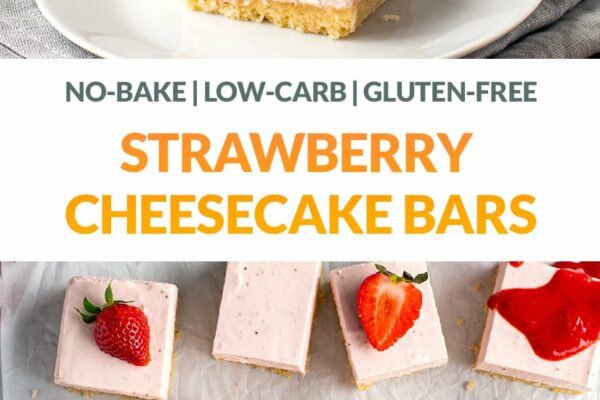 No-Bake Strawberry Cheesecake Slice (Gluten-Free, Low-Carb & Keto)