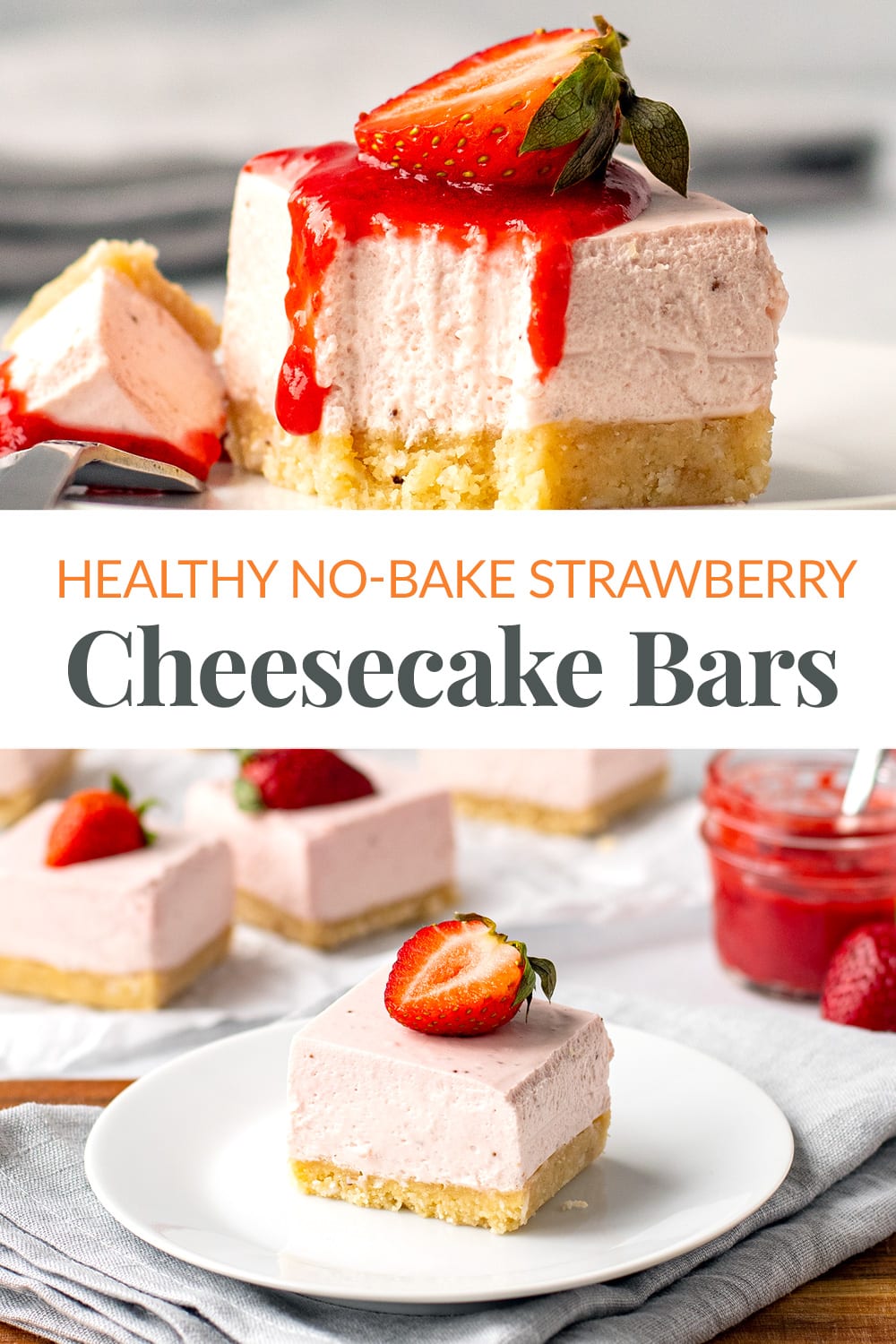 Strawberry Cheesecake Bars (No Bake, Low-Carb, Gluten-Free)