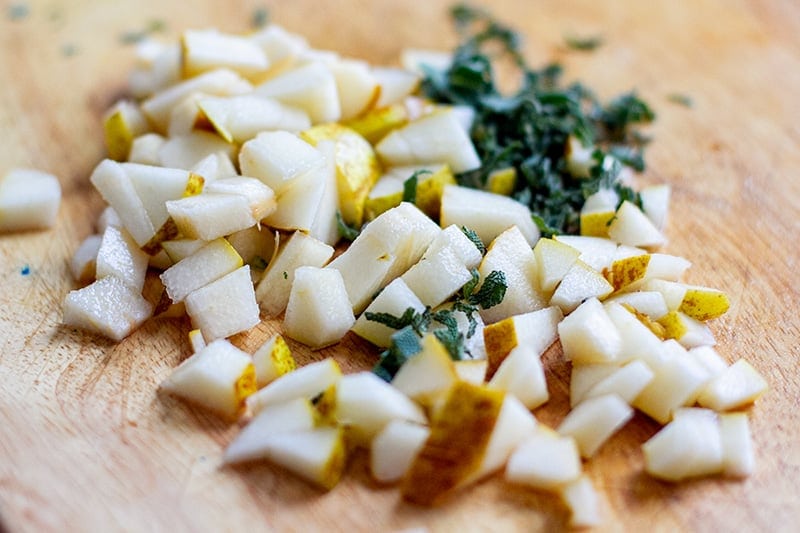 Pear and sage for making chicken sausage patties