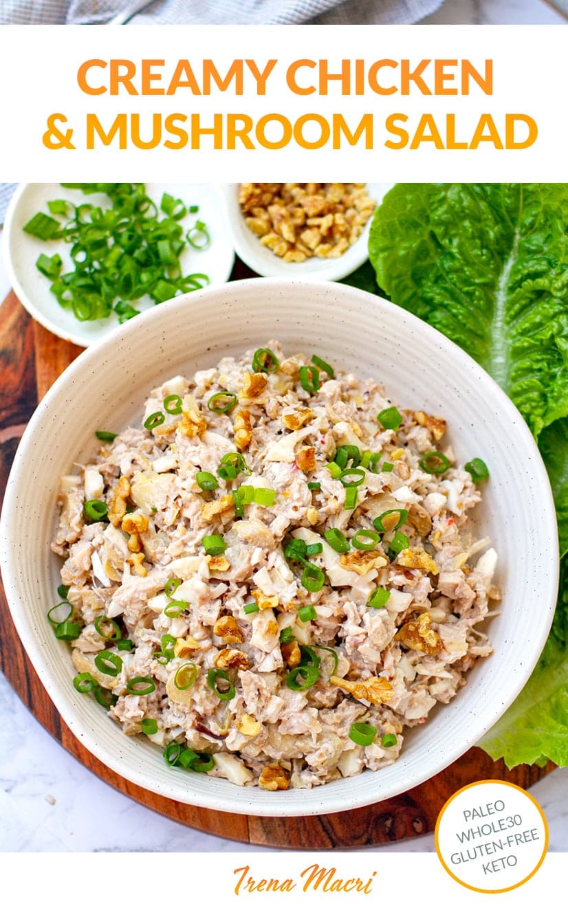 Keto Chicken Salad With Mushrooms, Eggs & Walnuts