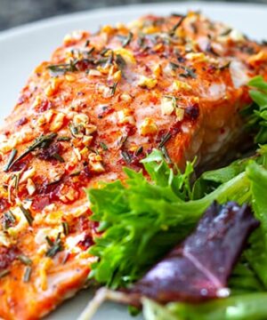 Baked Salmon Fillets Mediterranean Style