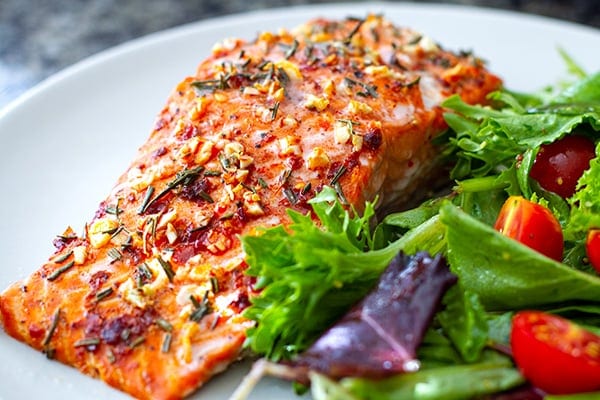 Baked Salmon Fillets Mediterranean Style