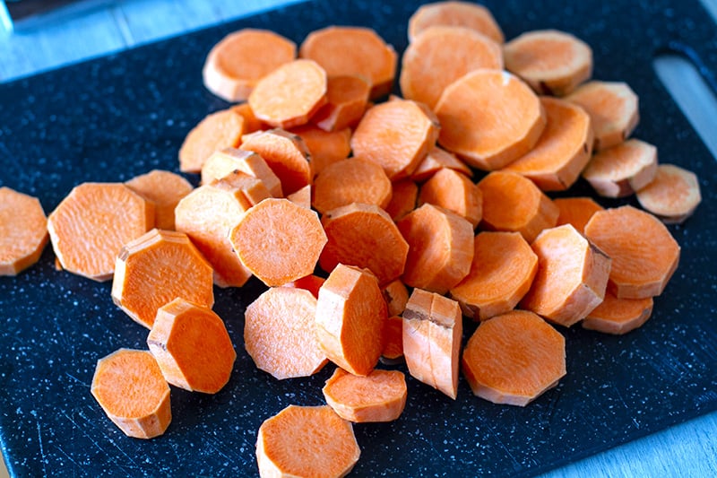 how to roast sweet potatoes for this salad