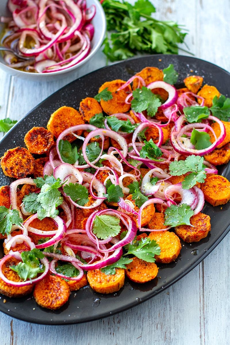 Roasted Sweet Potato Salad With Pickled Onions & Cilantro