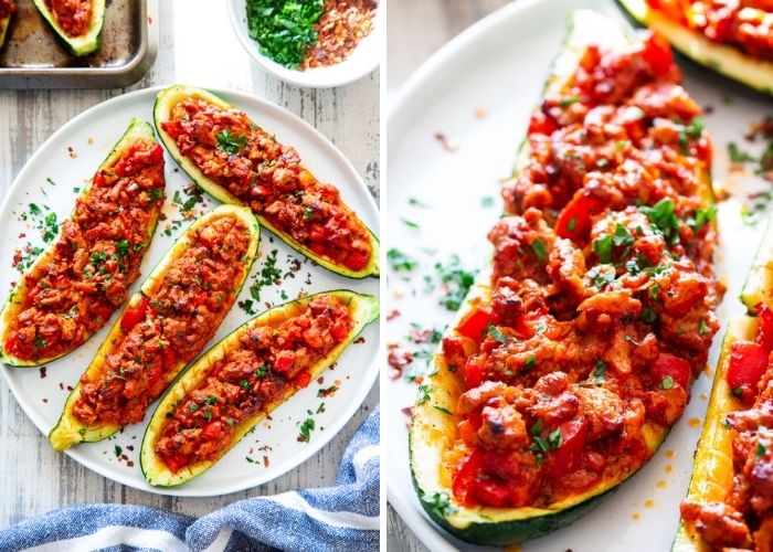 Low fodmap dinner recipes - Italian zucchini boats