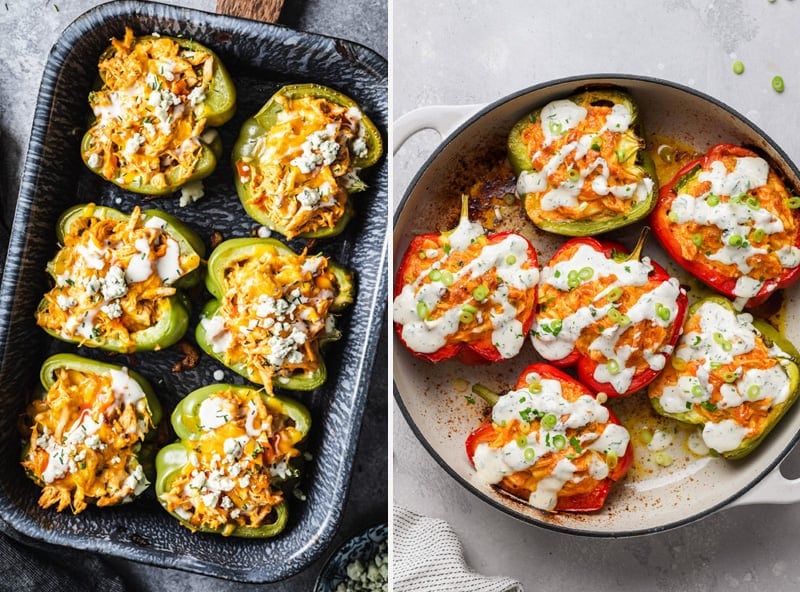 Buffalo chicken stuffed peppers