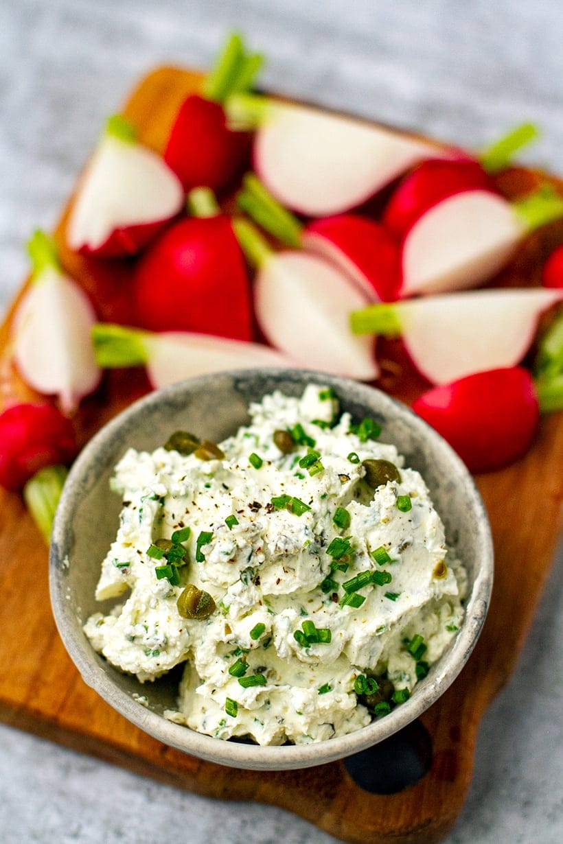 Whipped Cream Cheese With Chives & Capers