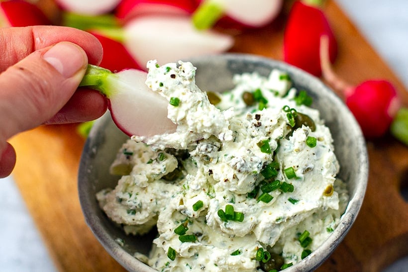 Chive Cream Cheese & Radishes