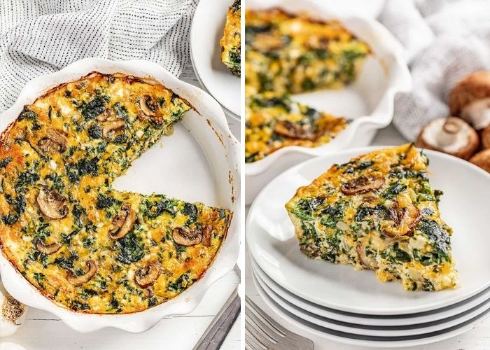 Low carb crustless spinach pie