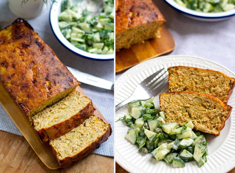 Salmon loaf with cucumber salad