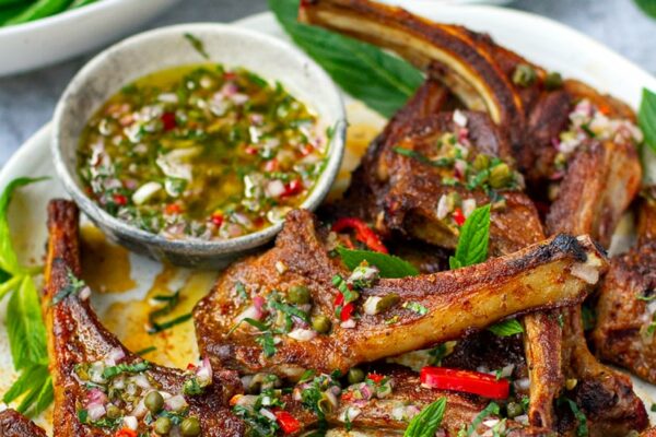 Grilled Spiced Lamb Chops With Mint Vinaigrette