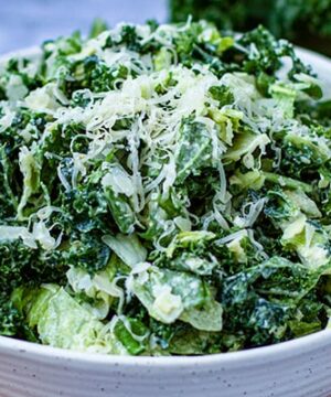 Leafy Green Salad With Cheesy Creamy Garlicky Dressing