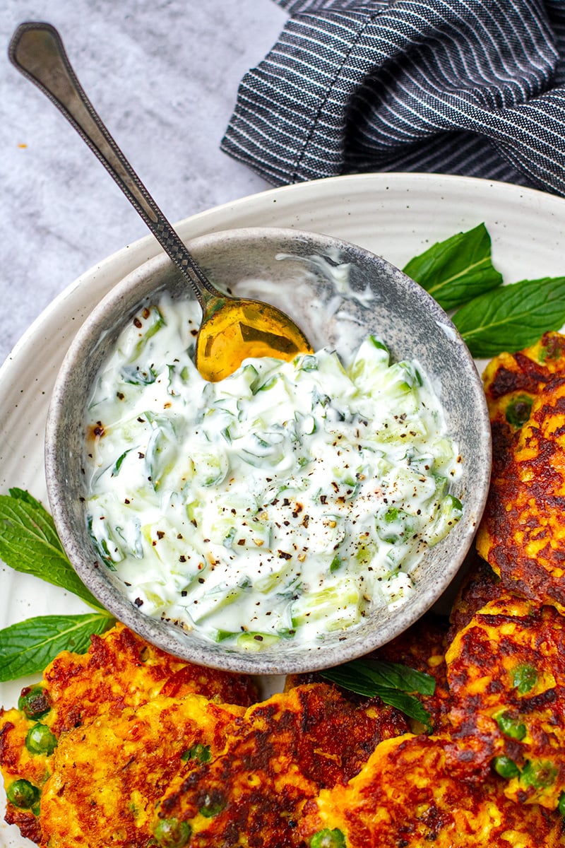 Cucumber mint raita to go with fritters