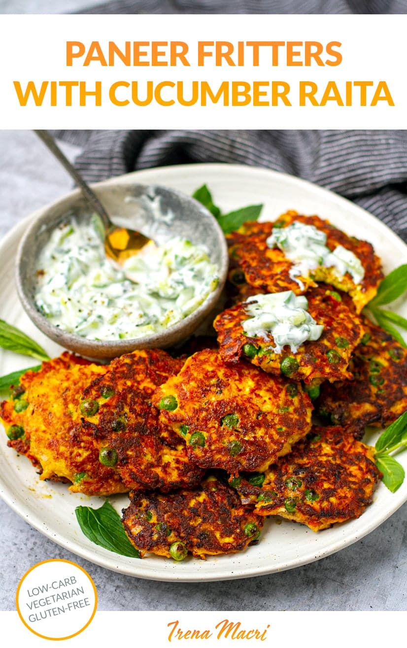 Fritters With Paneer Cheese & Cucumber Mint Raita