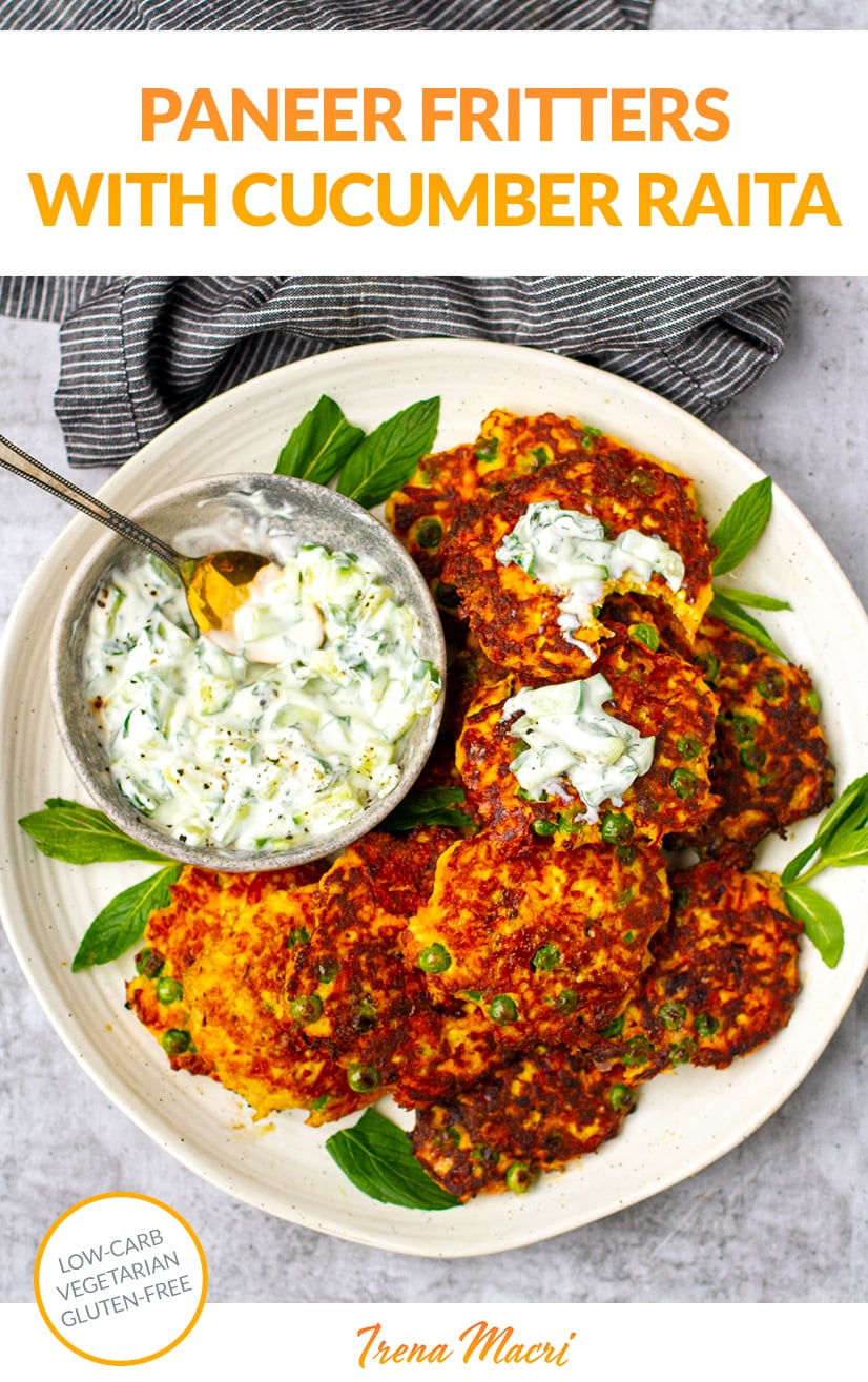 Low-Carb Paneer Fritters With Cucumber Raita