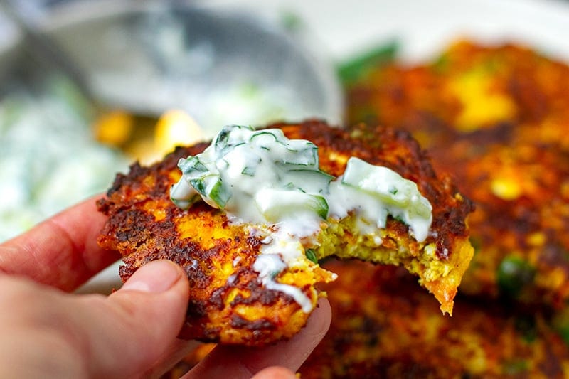 Paneer recipes - fritters with raita