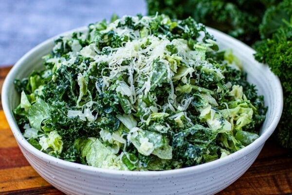 Leafy Green Salad With Cheesy Creamy Garlicky Dressing