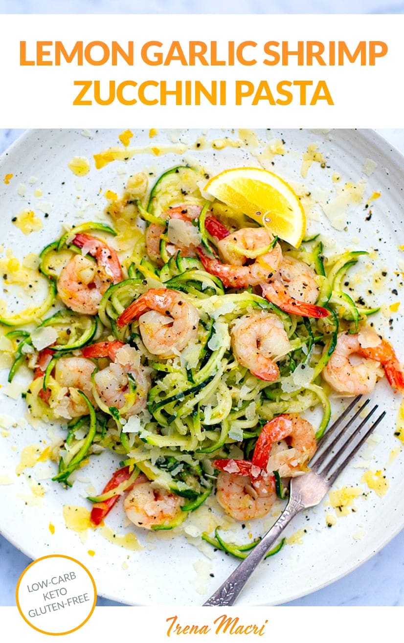 Lemon Garlic Shrimp Zucchini Noodle Pasta