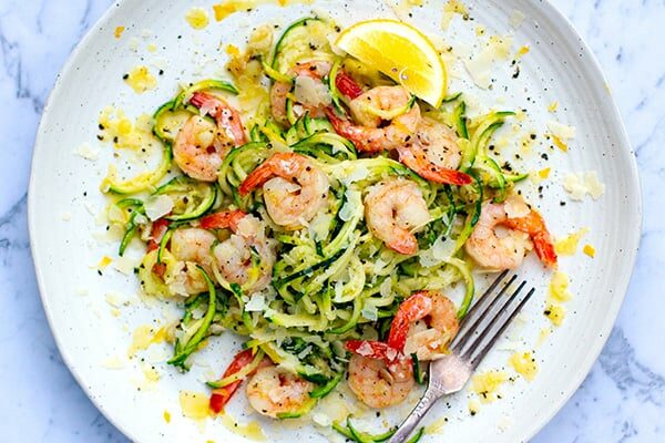 Lemon Garlic Shrimp Zucchini Pasta