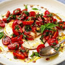 Fresh mozzarella salad with tomatoes, basil and balsamic