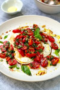 Mozzarella Salad With Balsamic Tomatoes & Basil