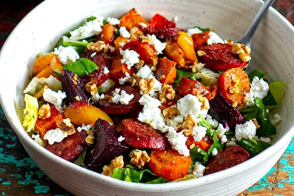 Roasted Vegetable Chorizo & Feta Salad