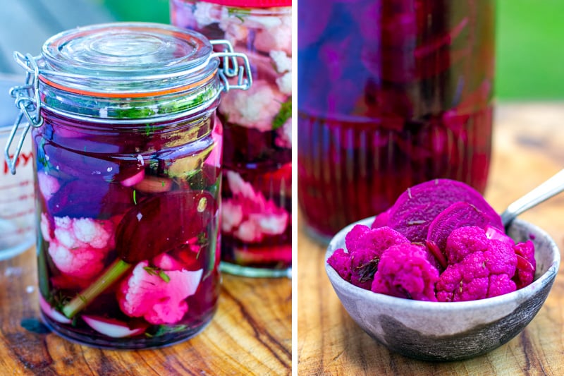 Fermented Cauliflower & Beets With Dill and Garlic