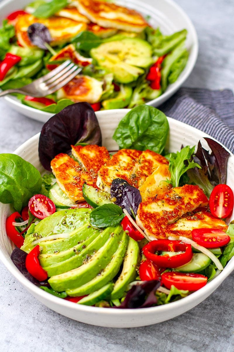 Mediterranean Avocado Halloumi Salad