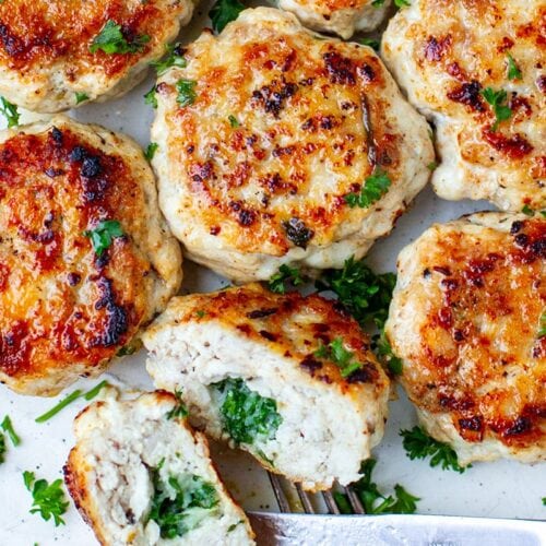 Chicken kiev patties with herb garlic butter