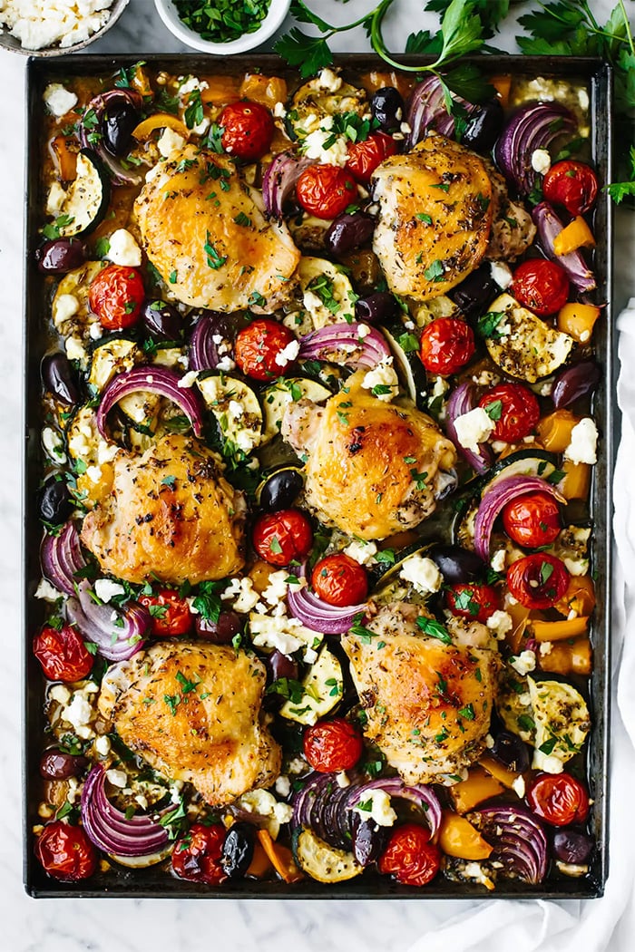 Greek chicken sheet pan dinner