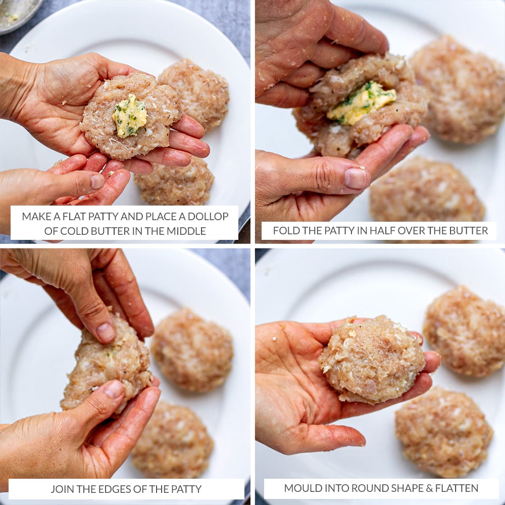 How to make Chicken Kiev Patties - step 2 - shaping the patties in your hands