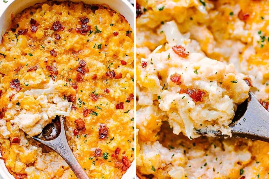 Keto Mac And Cheese With Cauliflower & bacon