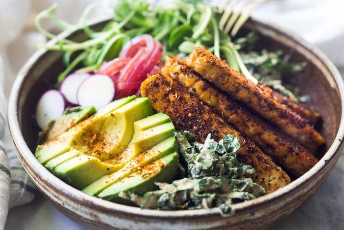 Low carb tempeh buddha bowls recipe